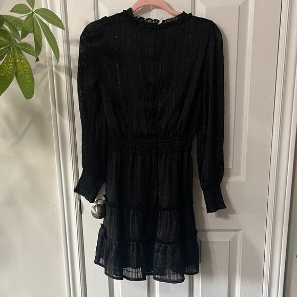 Adelyn Rae Caro Textured Metallic Black Mini Ruffle Dress Holiday Party Size XS - Picture 13 of 13